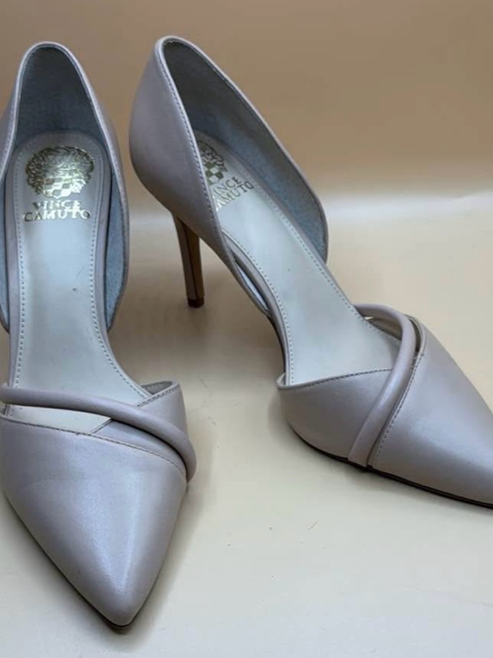 Vince Camuto Beige Taupe Pointed-Toe D'Orsay Pumps